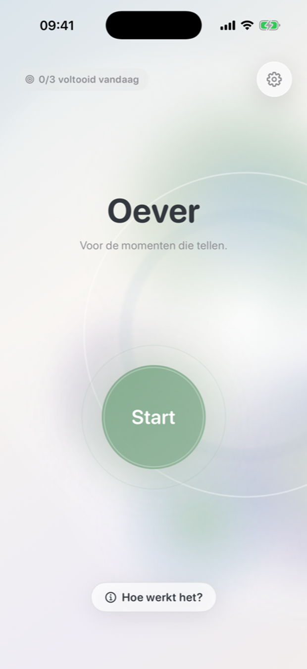 Startscherm van de Oever app.